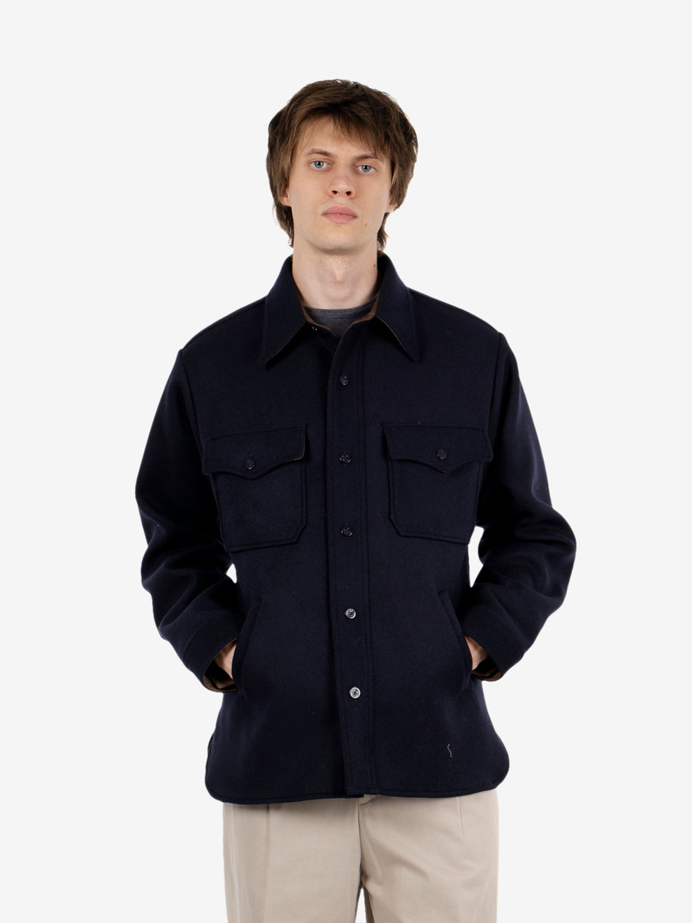 Ringo overshirt in lana blu