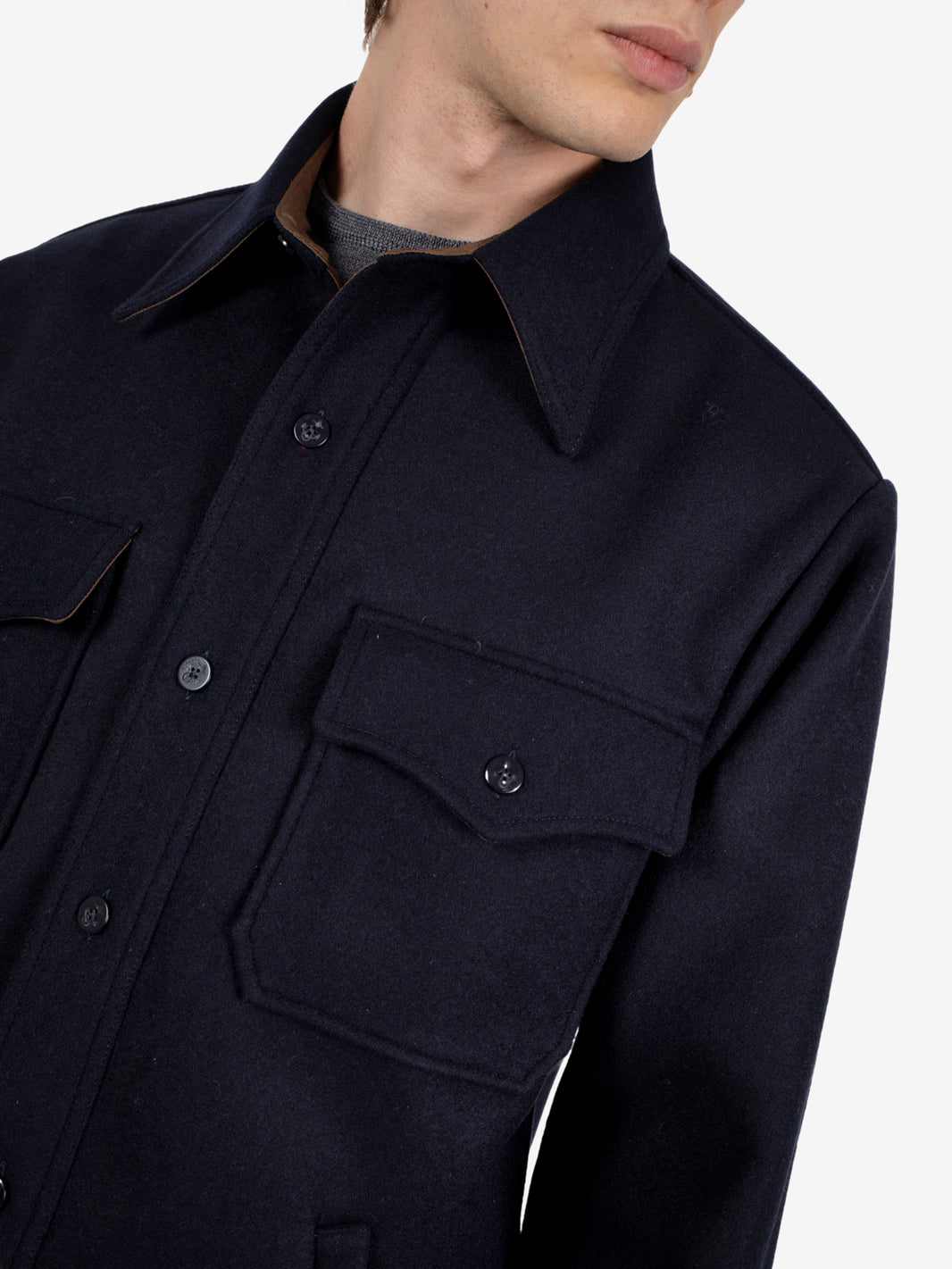 RINGO WOOL OVERSHIRT BLUE RINGO-MA182_BLUE