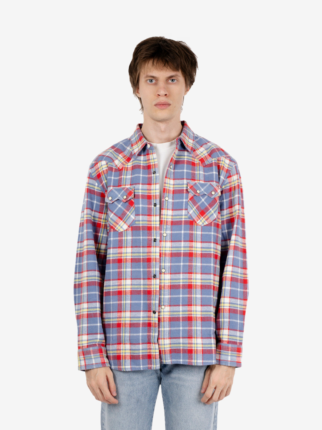JOSH PLAID COTTON WESTERN SHIRT RED/GREY JOSH-PS006_RED/GREY