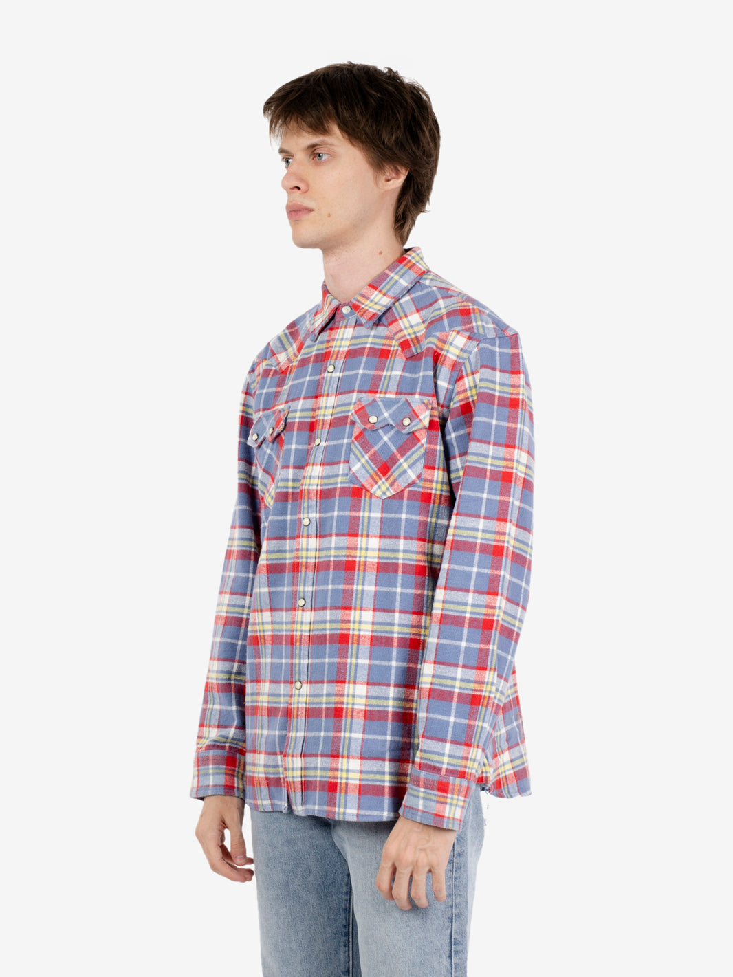 JOSH PLAID COTTON WESTERN SHIRT RED/GREY JOSH-PS006_RED/GREY