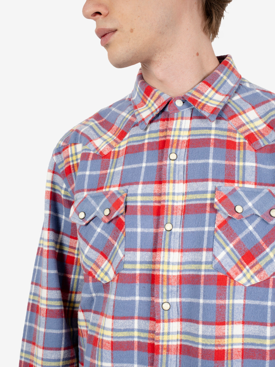 JOSH PLAID COTTON WESTERN SHIRT RED/GREY JOSH-PS006_RED/GREY