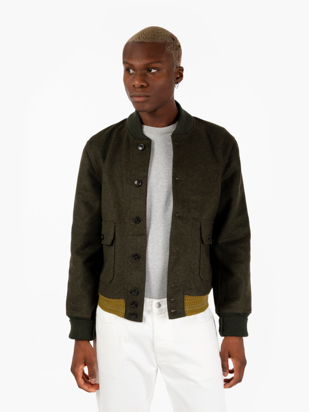 Twill bomber jacket army green
