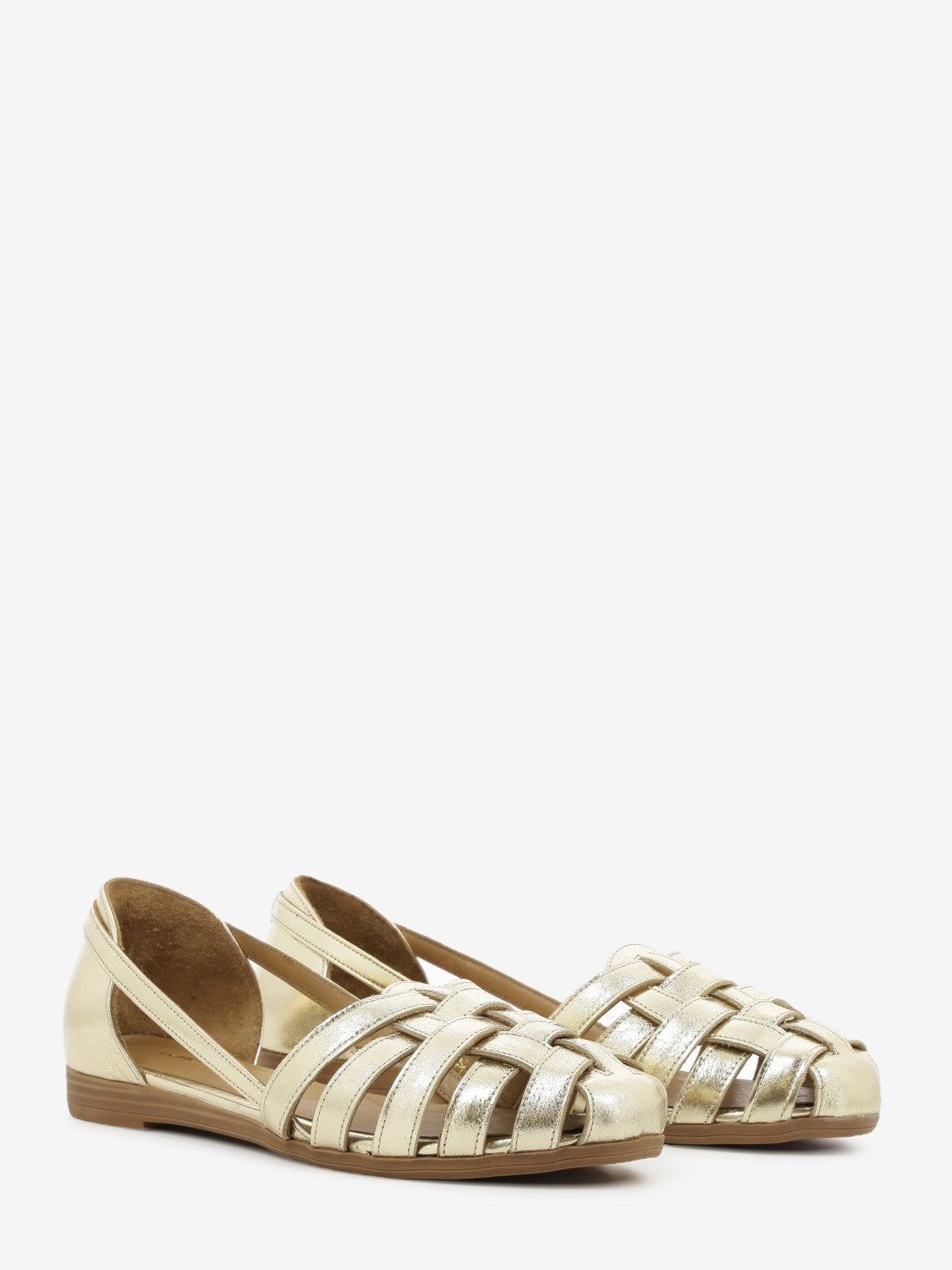 Ballerina gabbia in pelle laminata oro