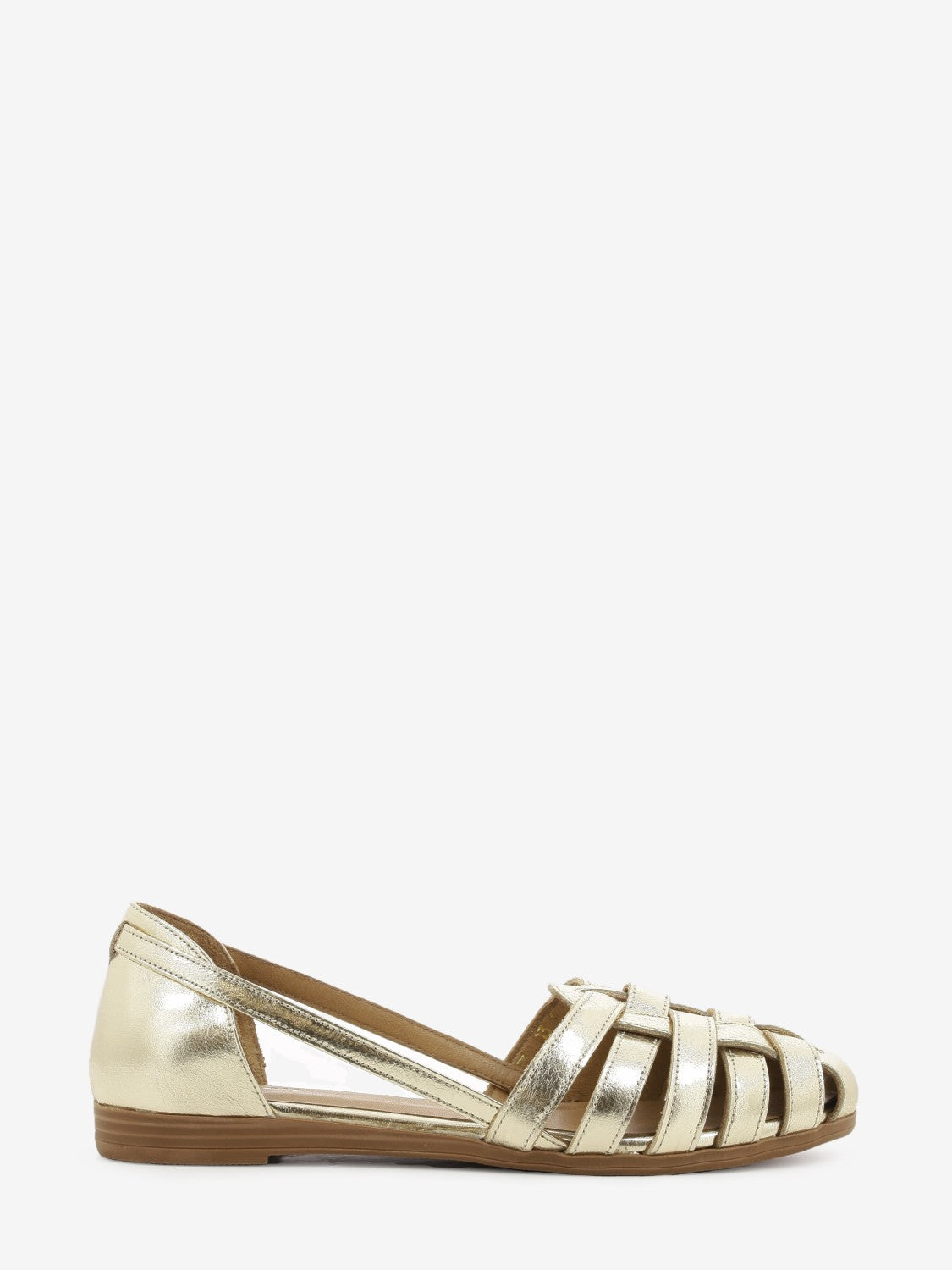 Ballerina gabbia in pelle laminata oro