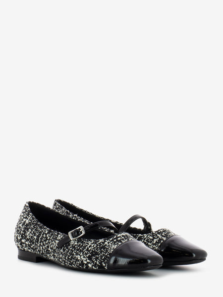 Ballerine in tweed nero / bianco