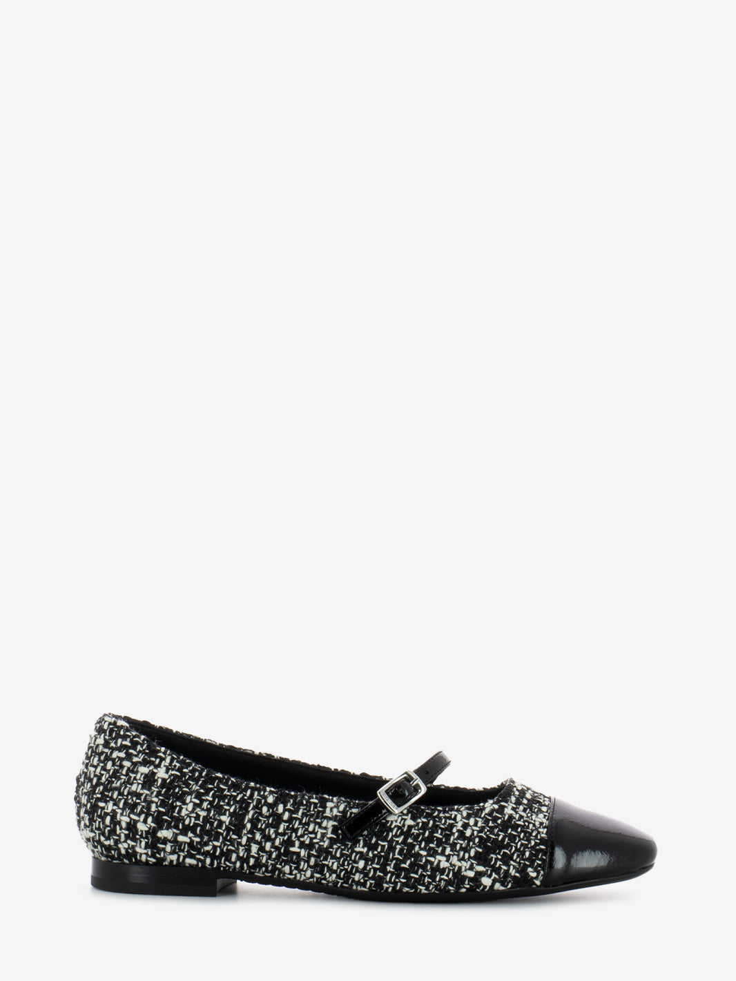 Ballerine in tweed nero / bianco