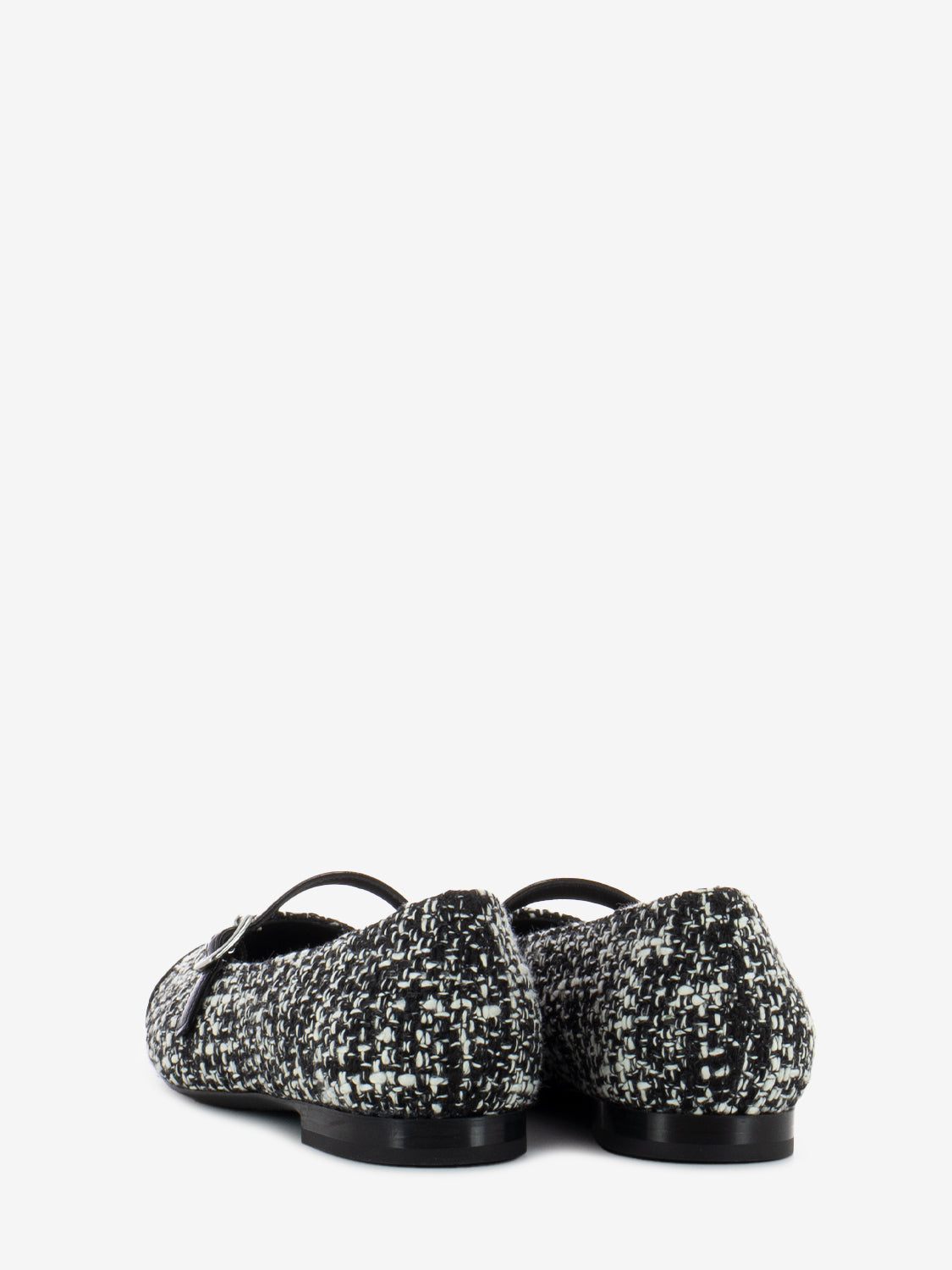 Black/white tweed ballerinas