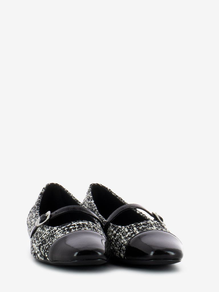 FRAU - Ballerine in tweed nero / bianco