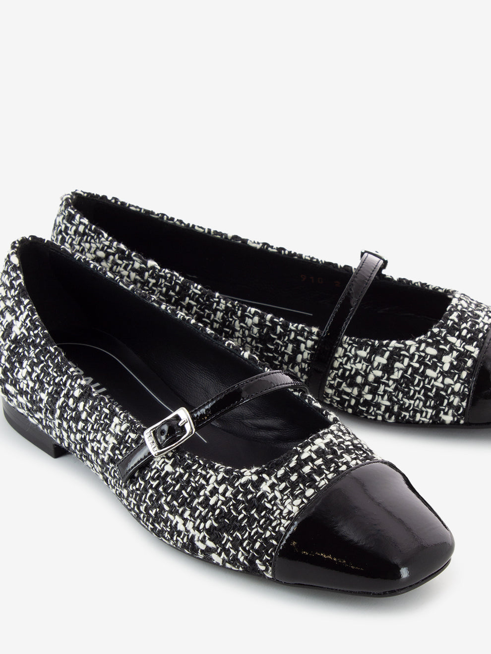 Frau Black/white tweed ballerinas STIMM - Main Image
