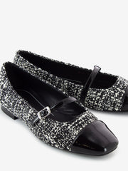 FRAU - Ballerine in tweed nero / bianco