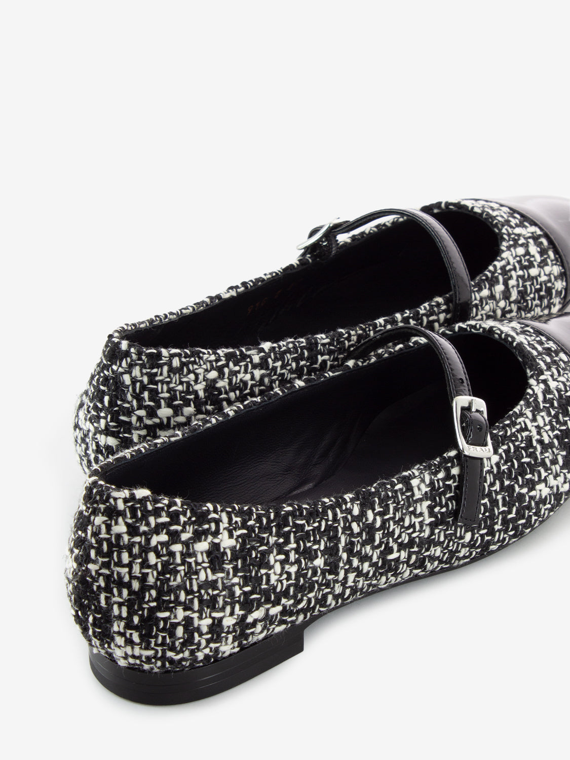 Black/white tweed ballerinas