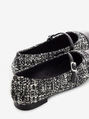 FRAU - Ballerine in tweed nero / bianco