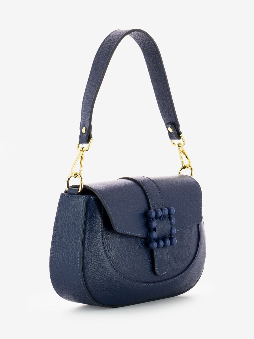 Borsa in pelle con accessorio blu