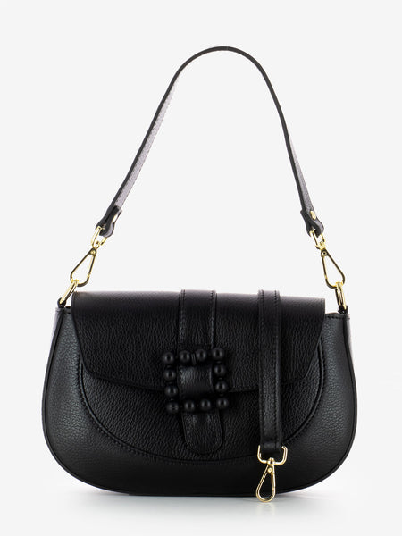 Borsa in pelle con accessorio nero