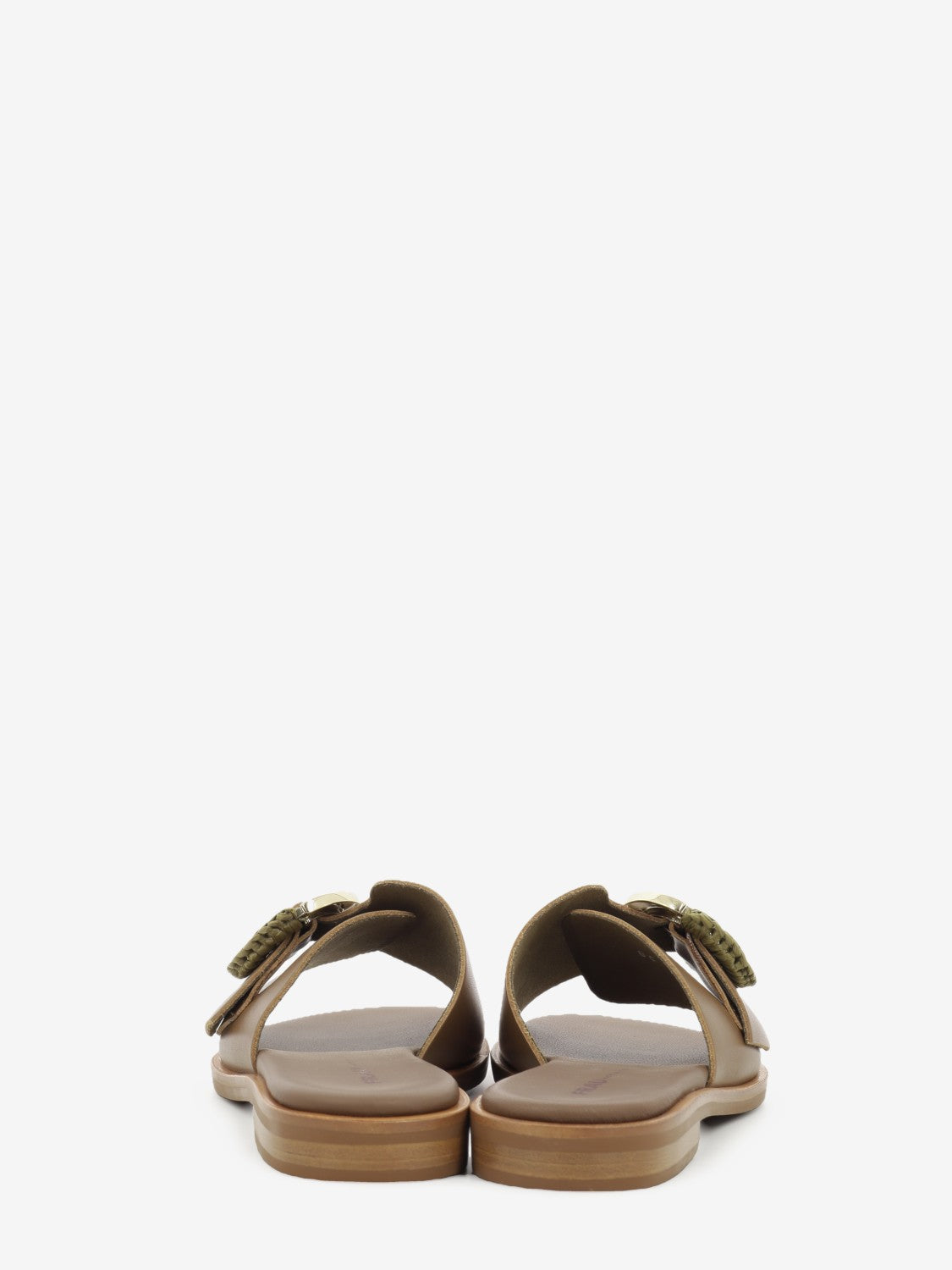 Buckle slipper with mou leather
