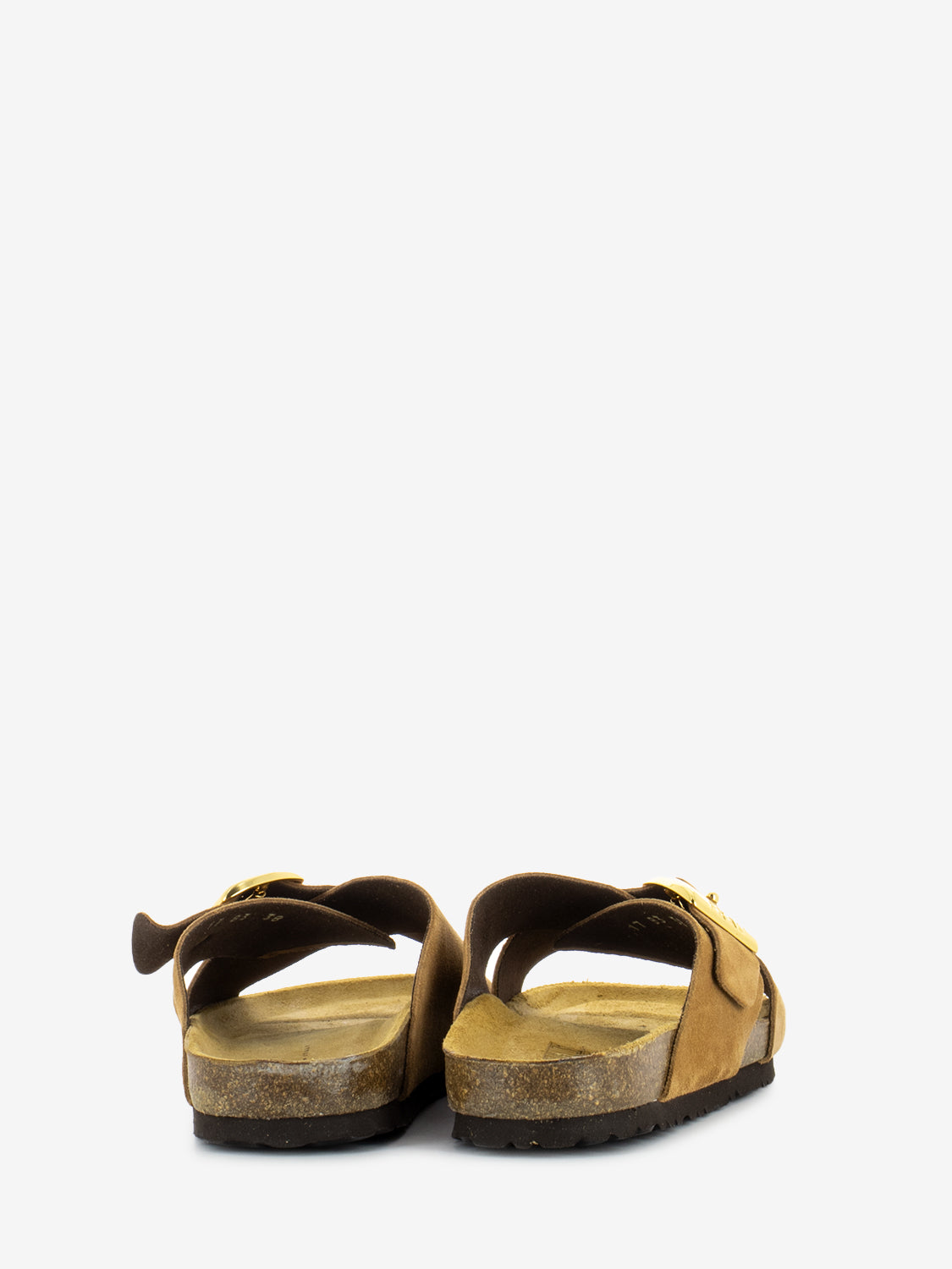 Slippers with crossed straps and maxi buckle earth