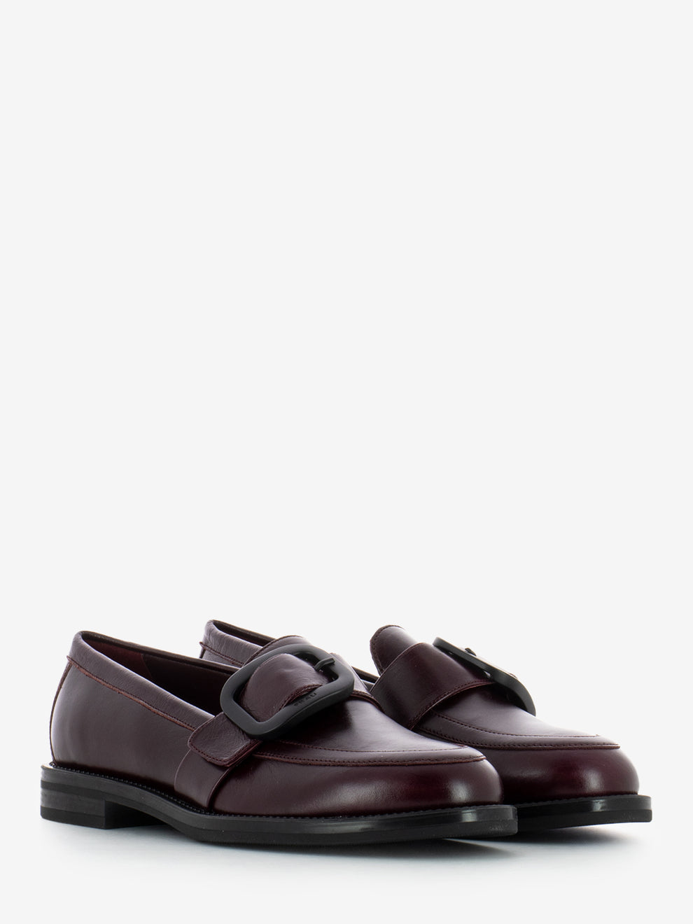 Mocassini con fibbia bordeaux