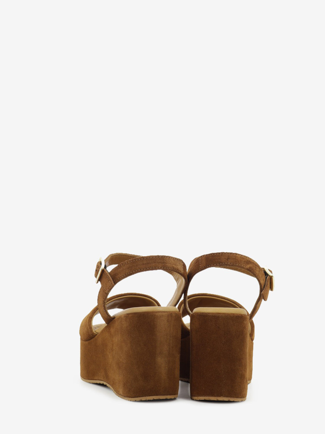 Sandali con zeppa in suede marrone