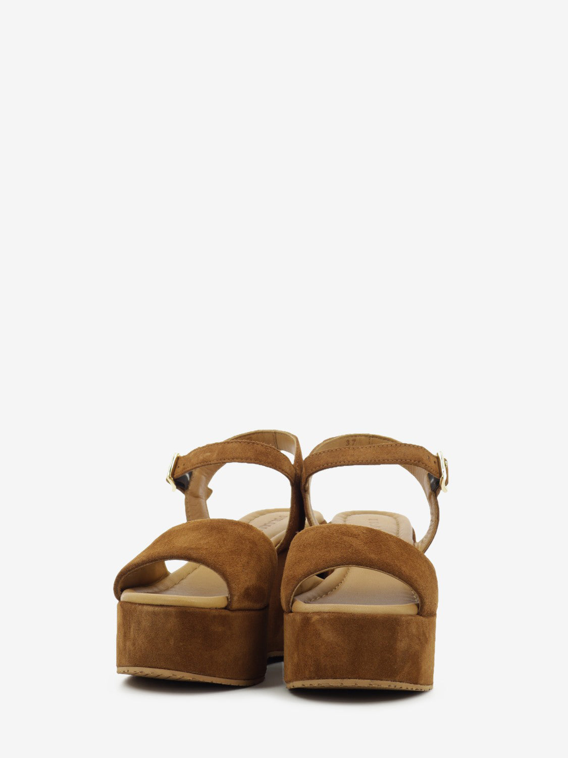 Sandali con zeppa in suede marrone