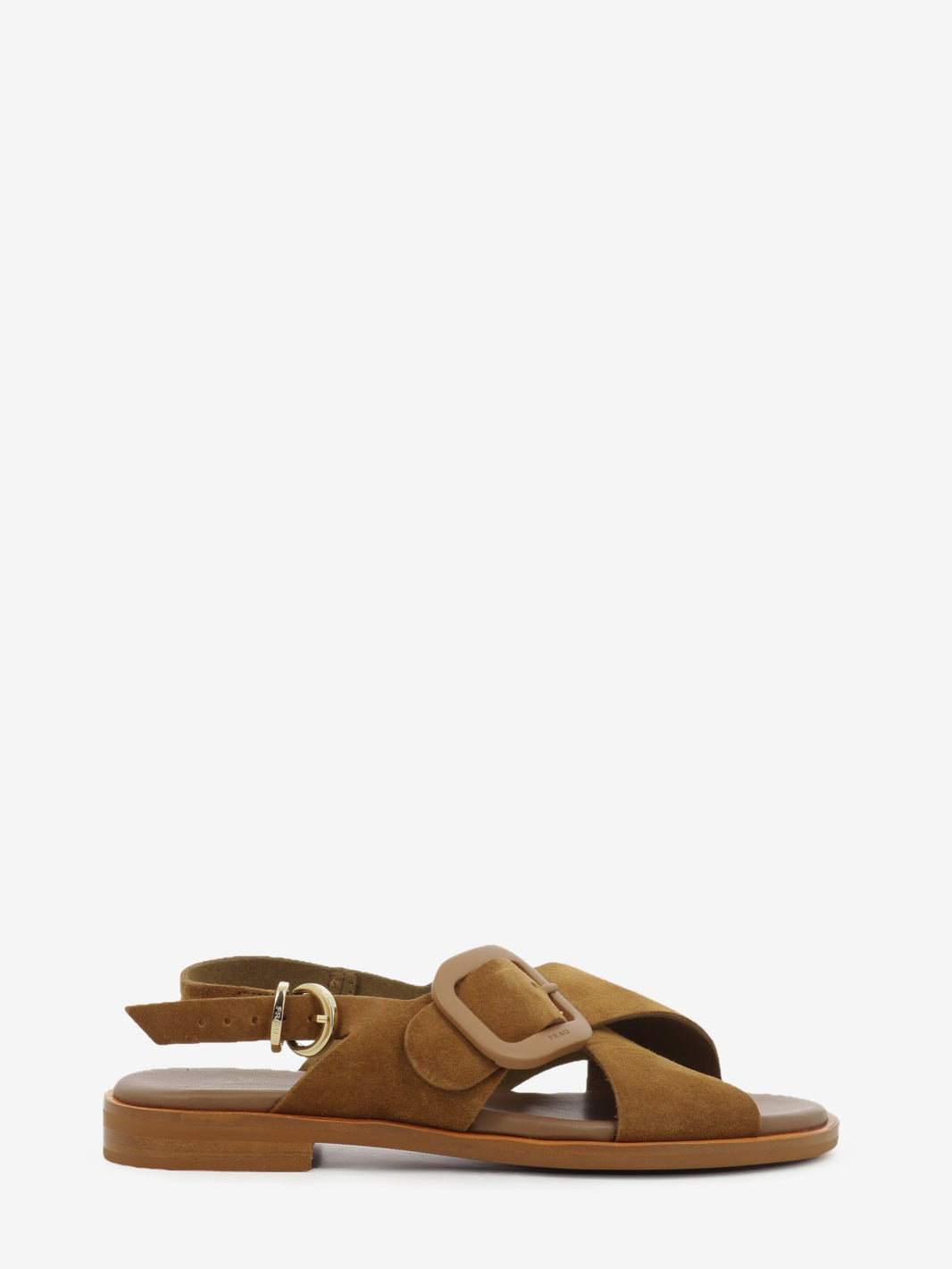 Cinnamon suede sandals with buckle