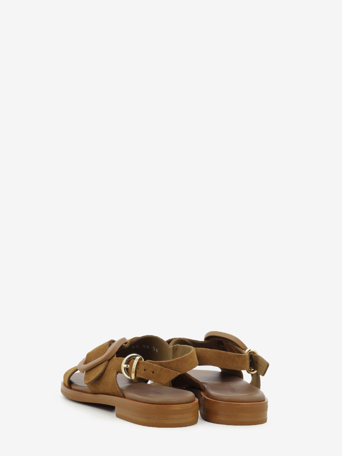 Sandali in suede con fibbia cannella
