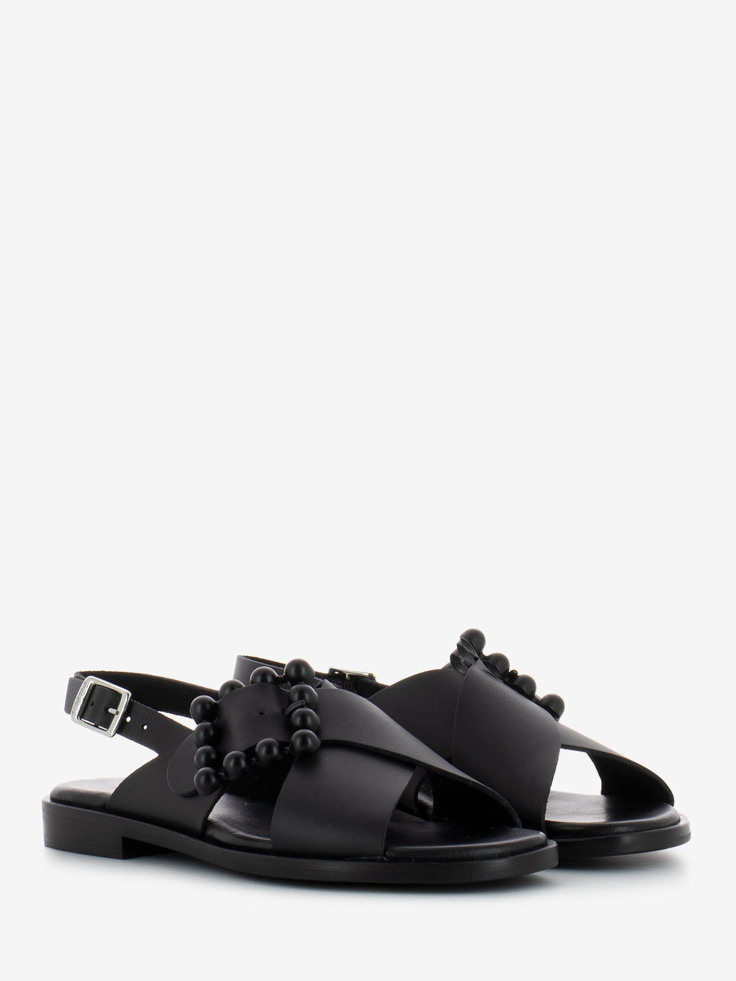 Sandali London fibbia design nero
