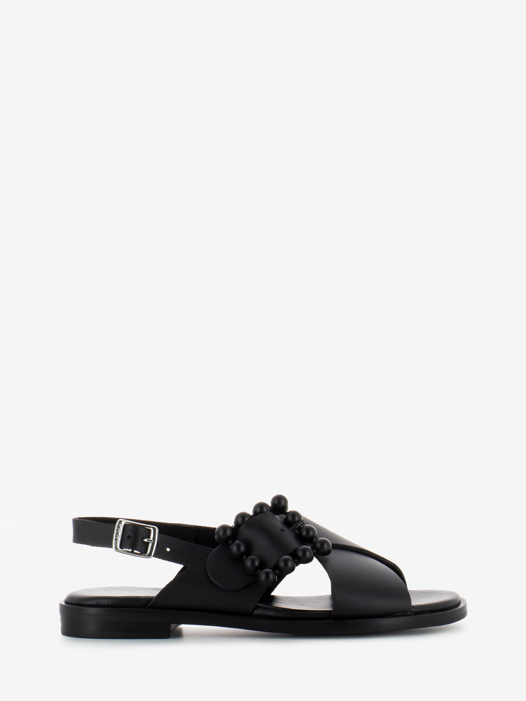 Sandali London fibbia design nero