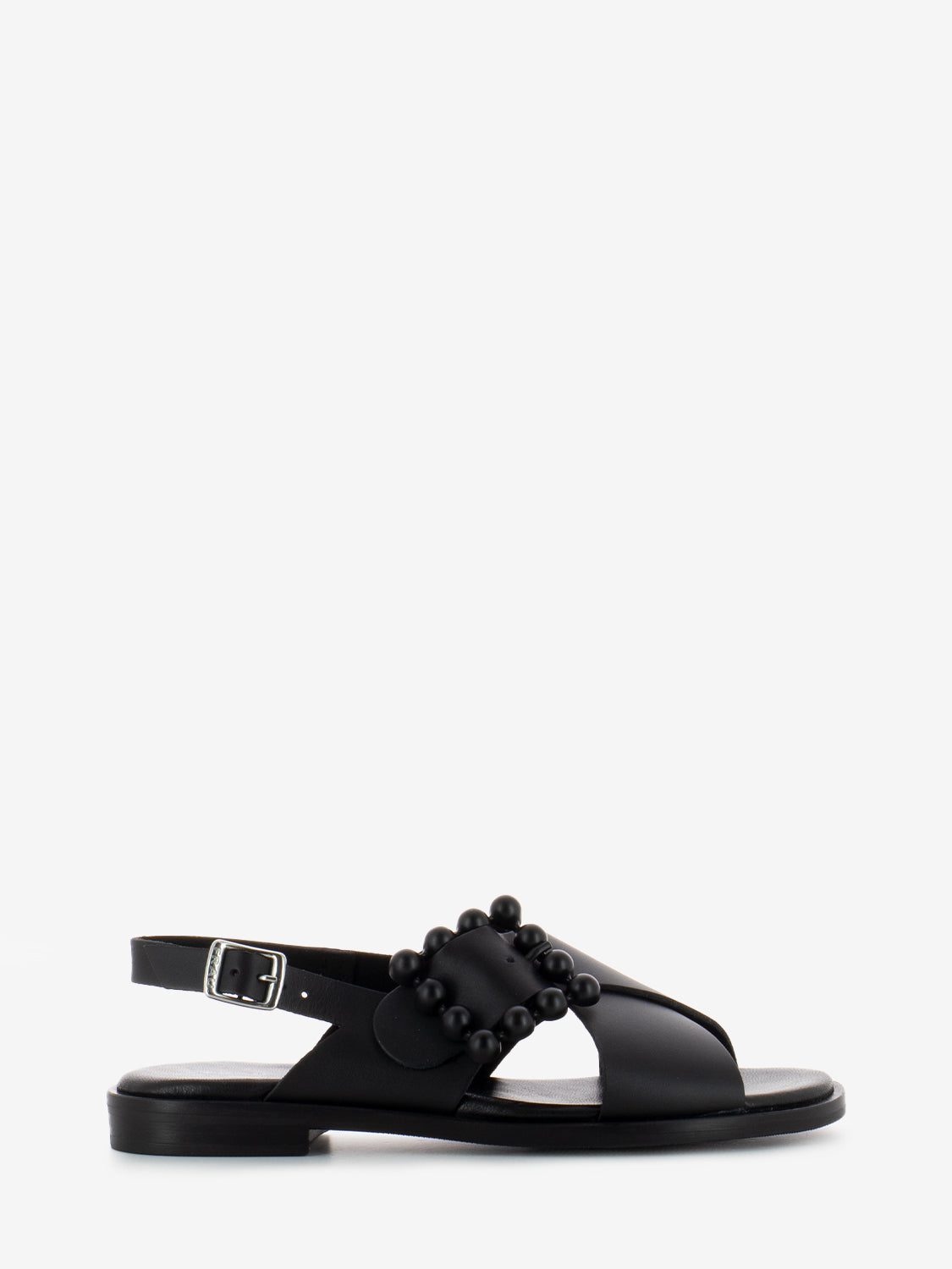 Sandali London fibbia design nero