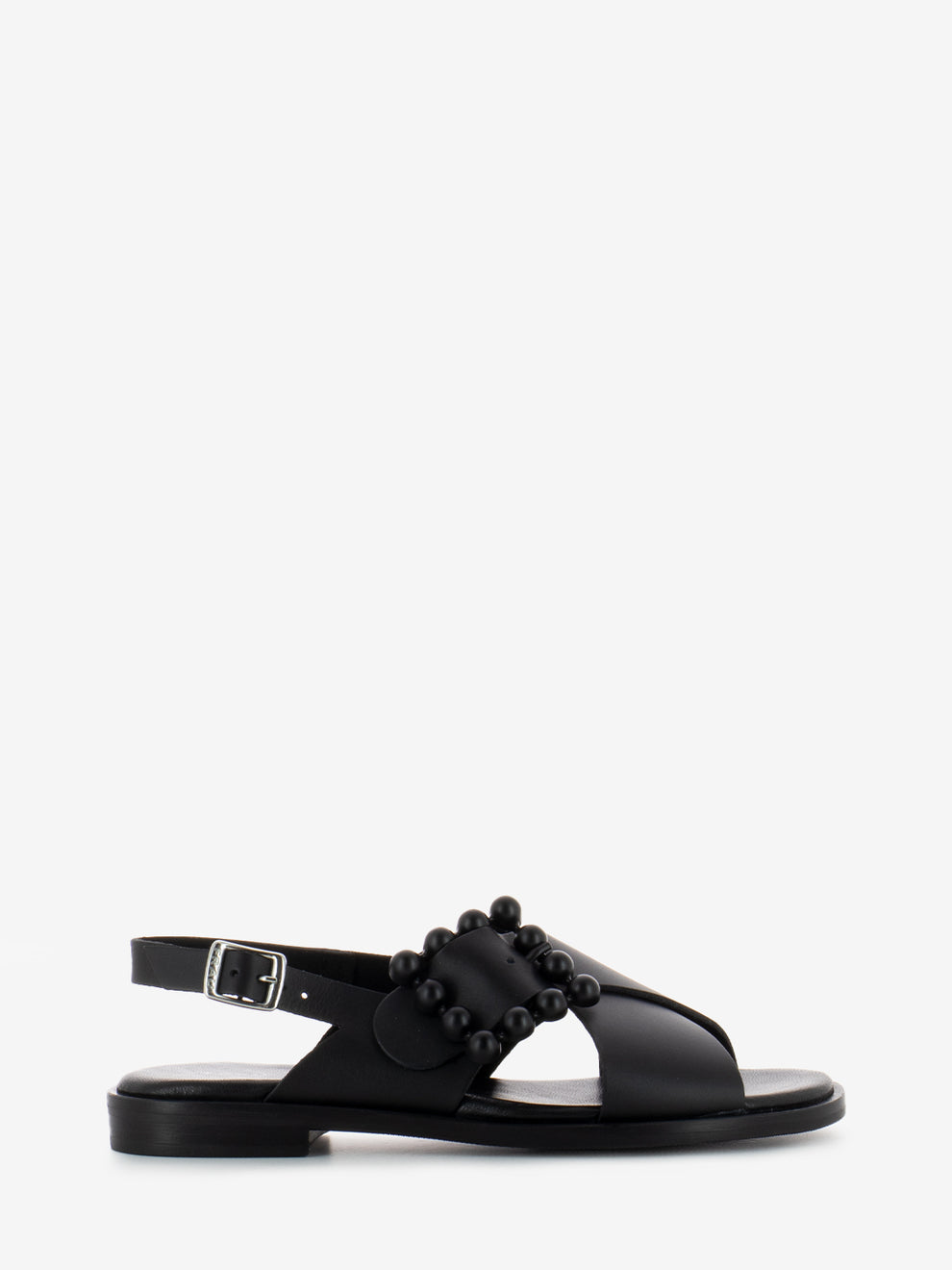 Sandali London fibbia design nero