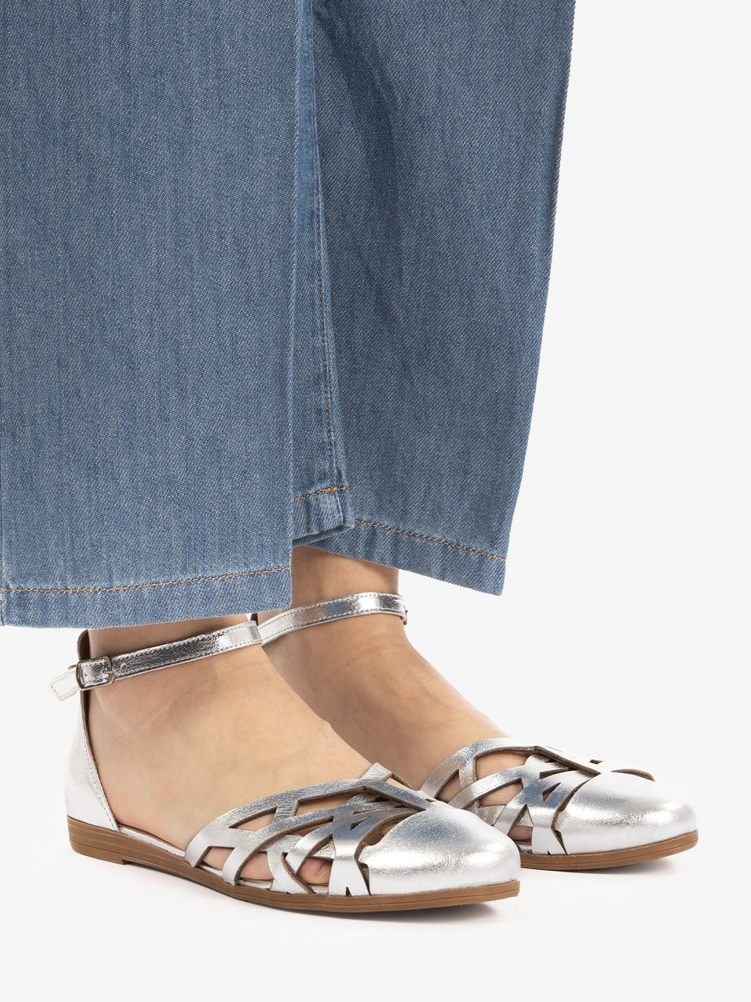 Sandali ragnetto in pelle argento