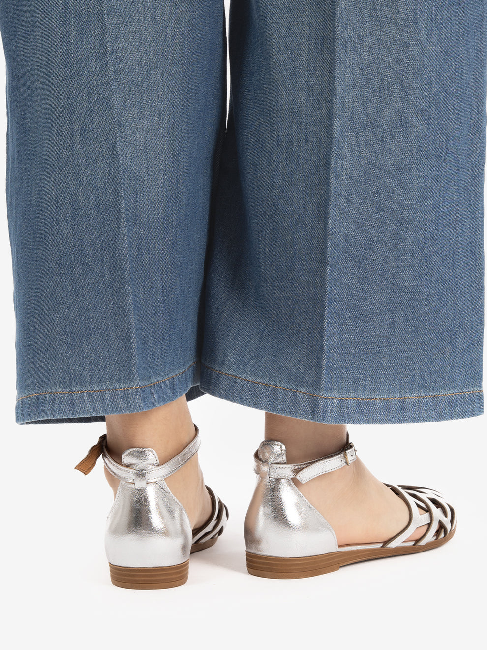 Sandali ragnetto in pelle argento