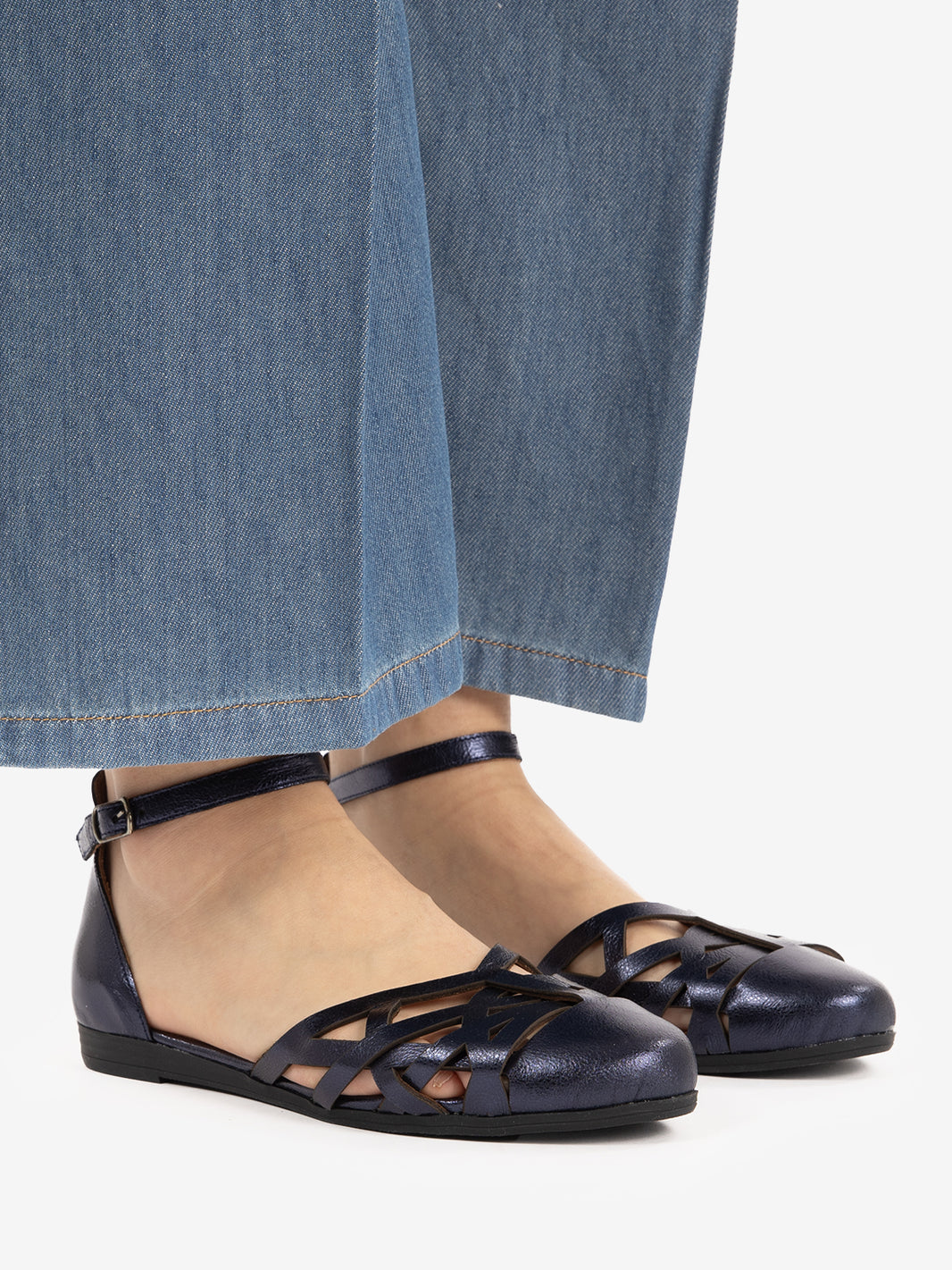 Sandali ragnetto in pelle navy