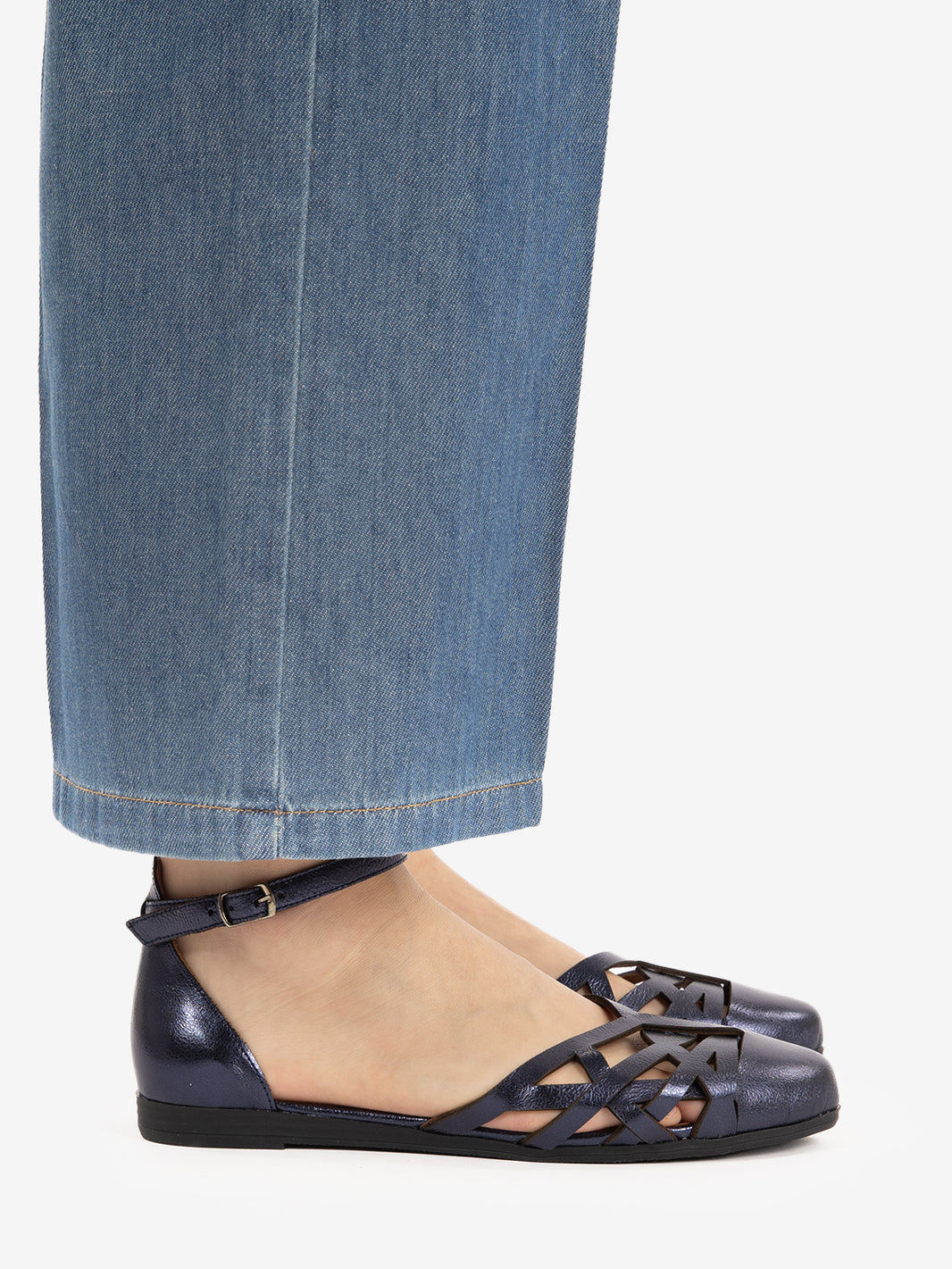 Sandali ragnetto in pelle navy