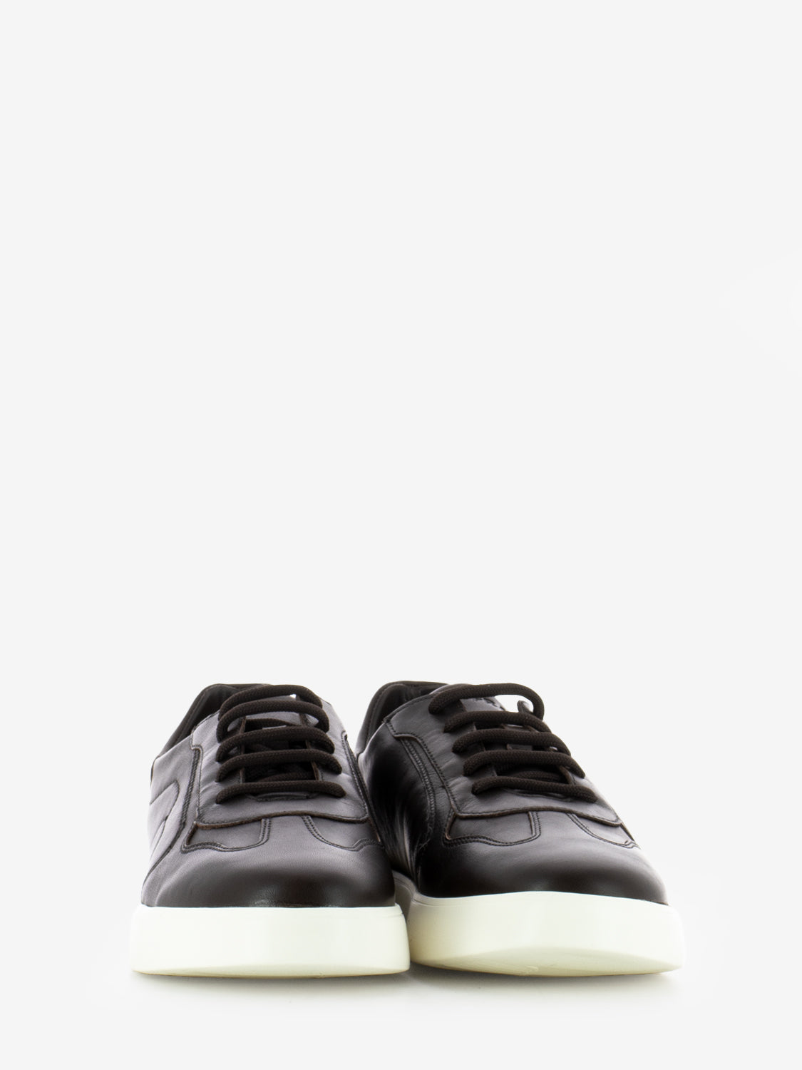 Sneakers in pelle legno / panna