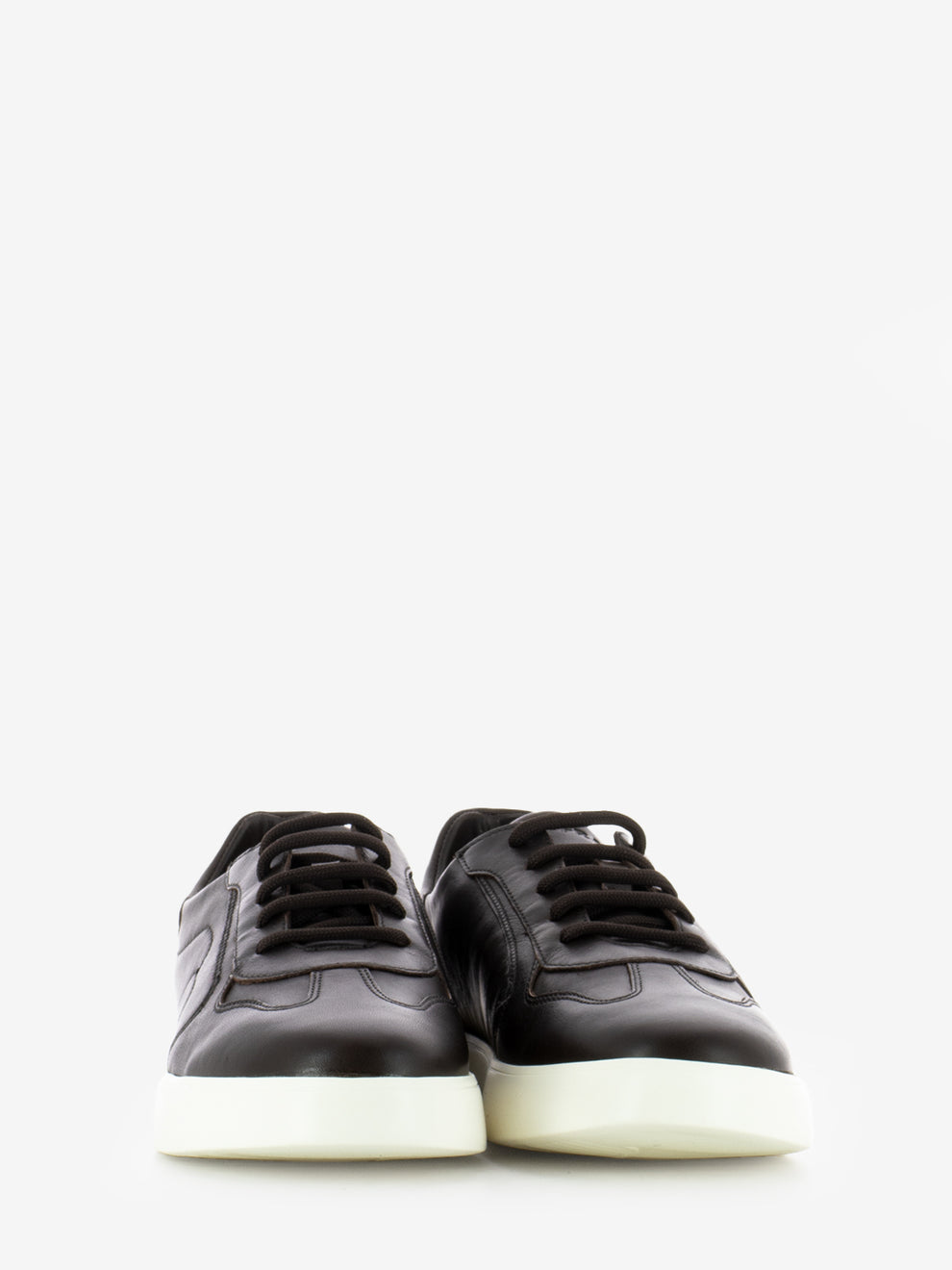 Sneakers in pelle legno / panna