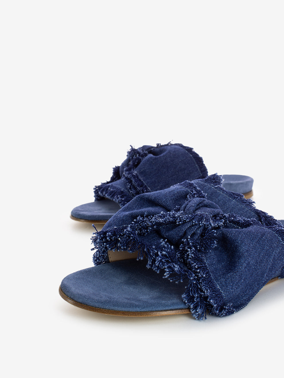 Denim slipper with bow