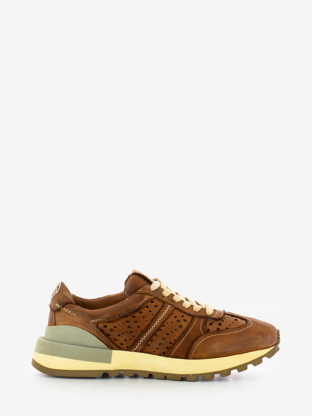 Washed leather and leather sneaker