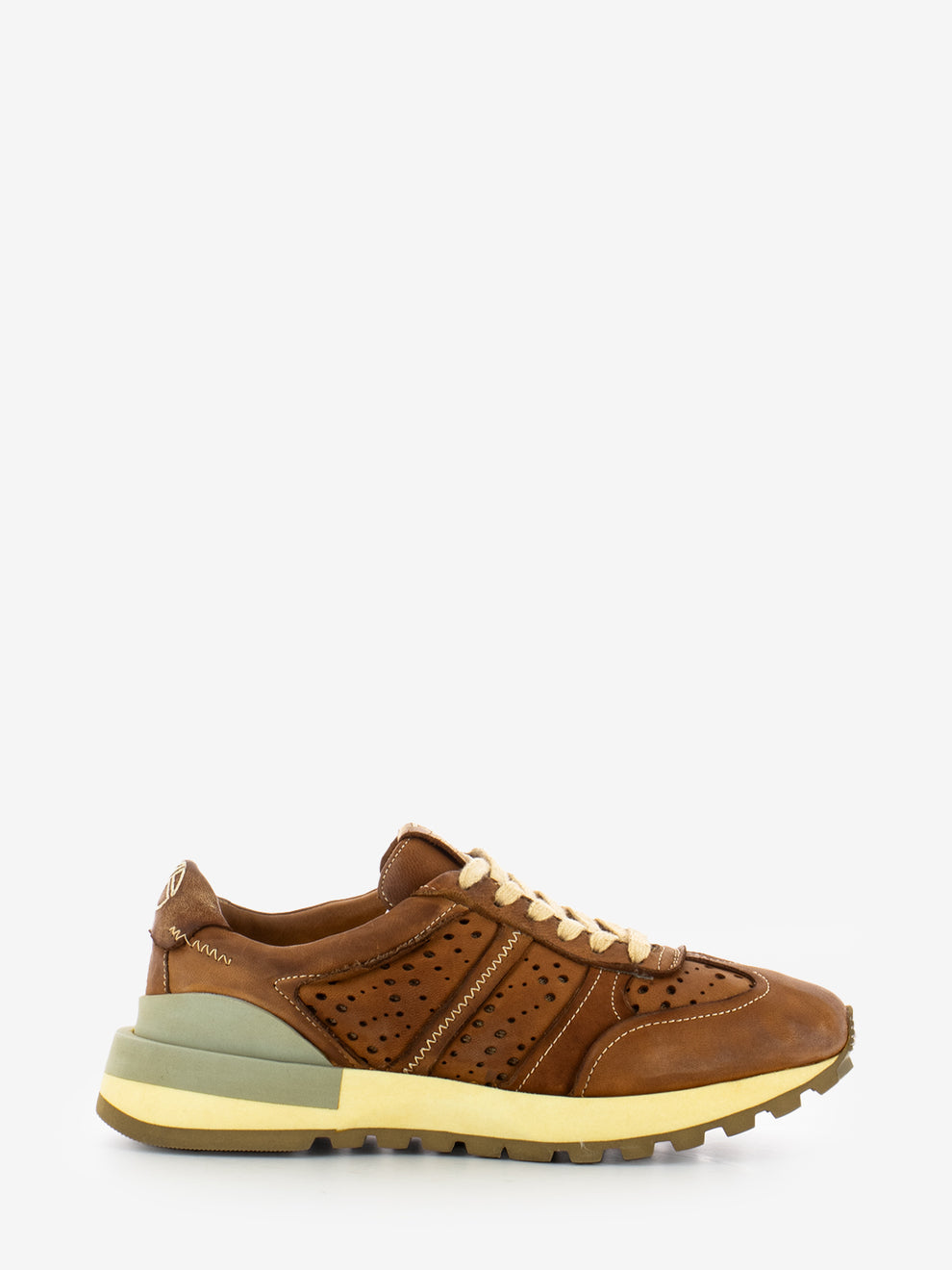 Washed leather and leather sneaker