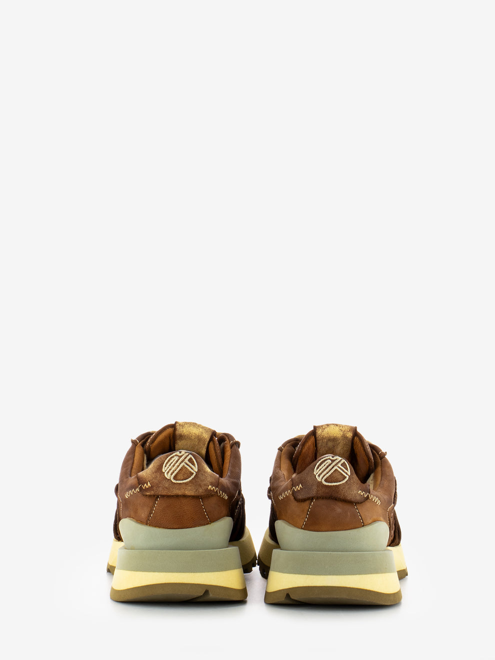 Washed leather and leather sneaker