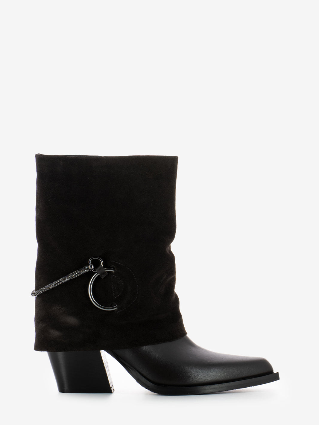 Stivaletto con risvolto in suede testa di moro