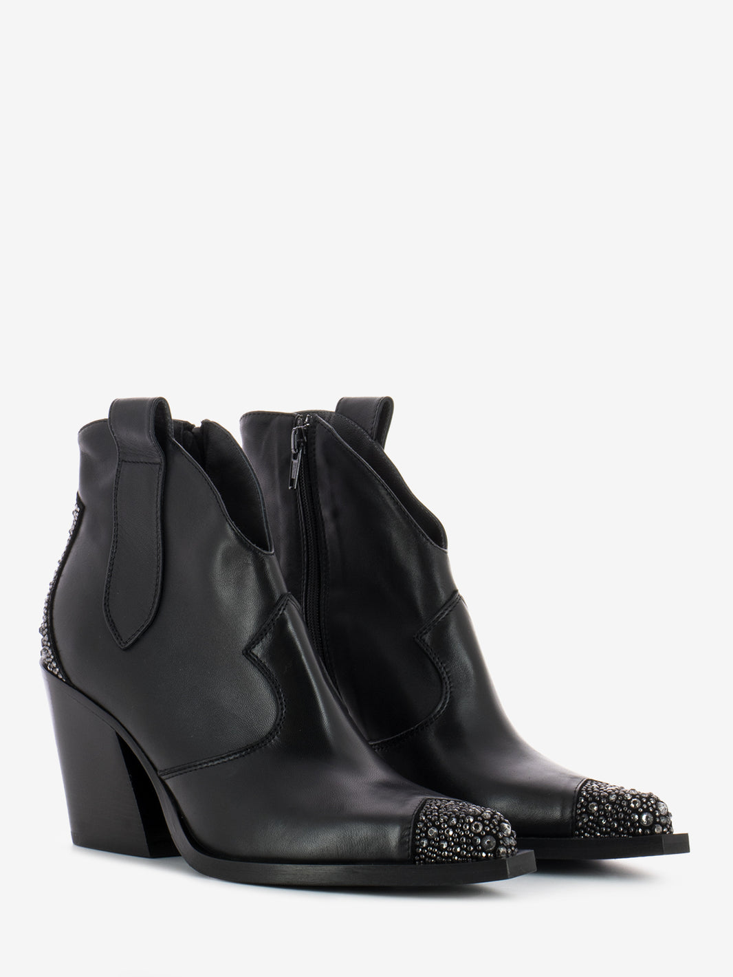 Stivaletto texano con borchie nero