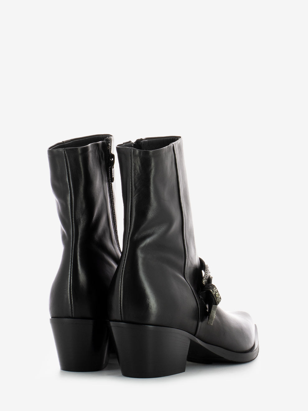 Black jewel buckle cowboy boots