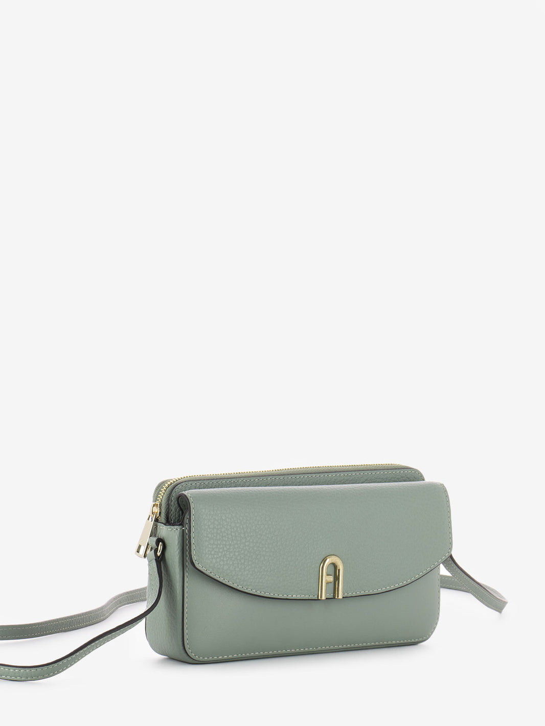 Mini bag in mineral green leather