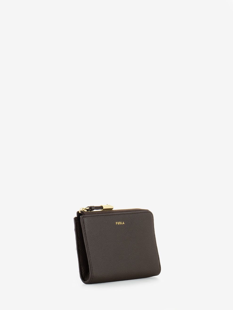 Goccia M coin purse in chocolate leather