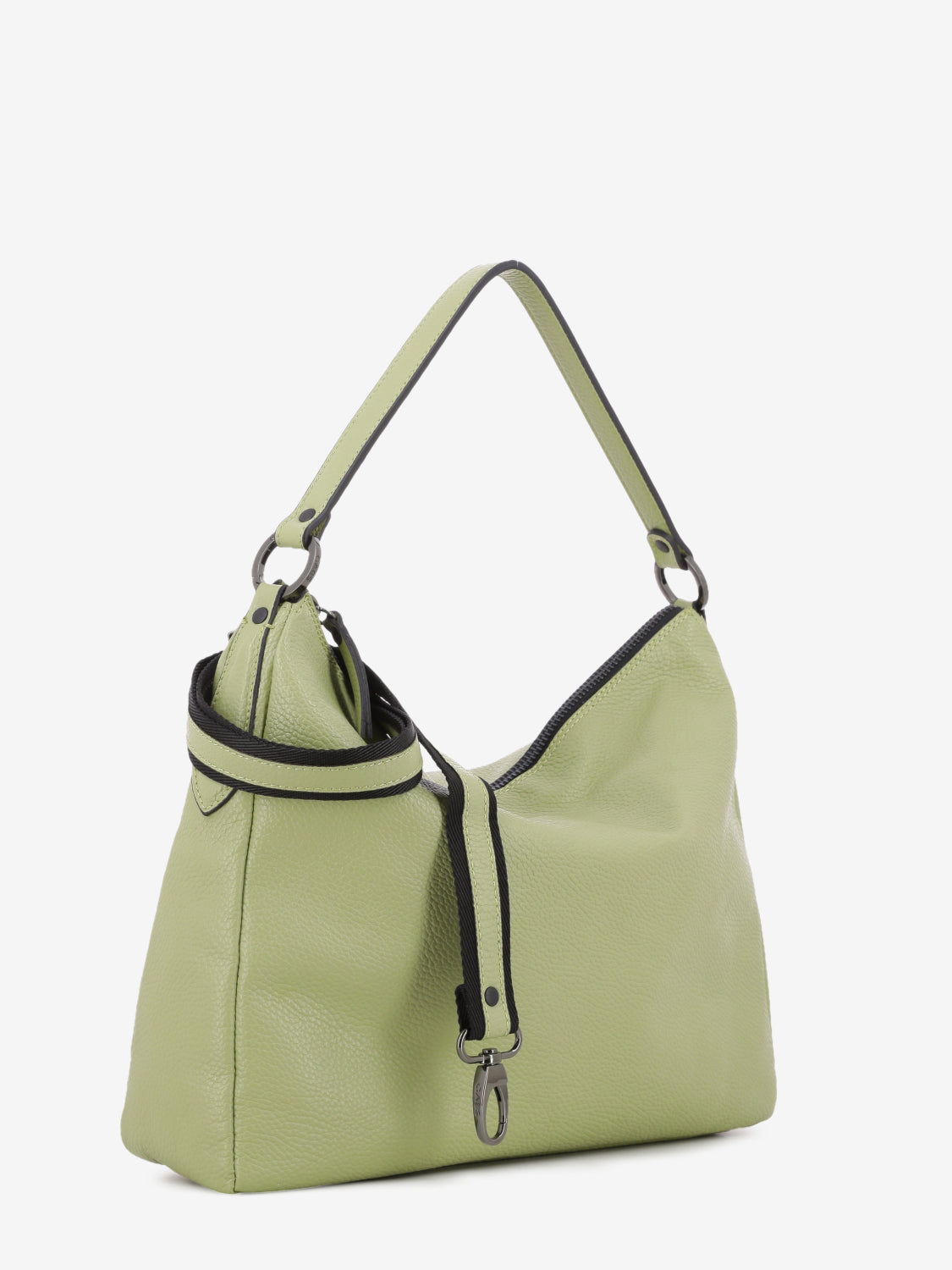 Borsa a spalla Calipso L in pelle martellata celadon