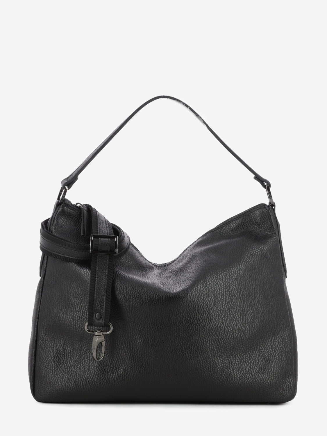 Borsa a spalla Calipso L in pelle martellata nero