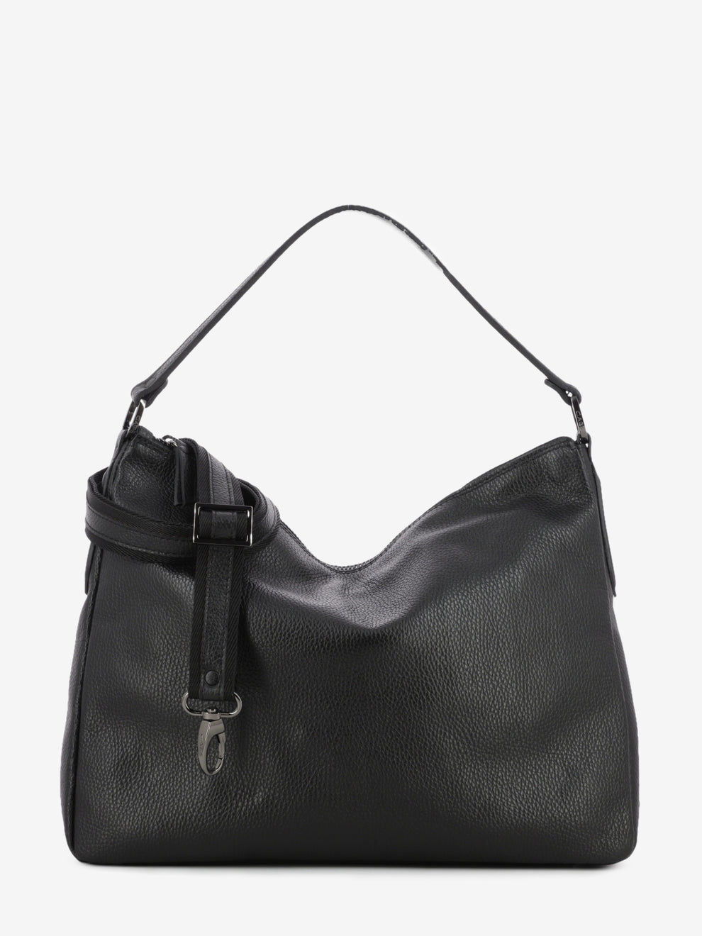 Borsa a spalla Calipso L in pelle martellata nero