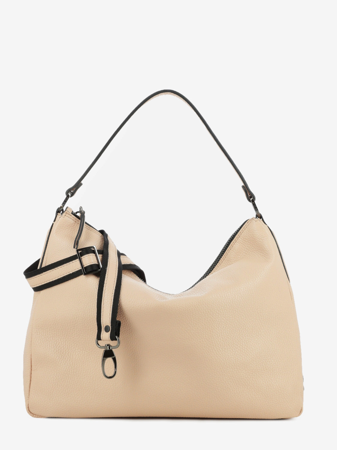 Borsa a spalla Calipso L in pelle martellata nude