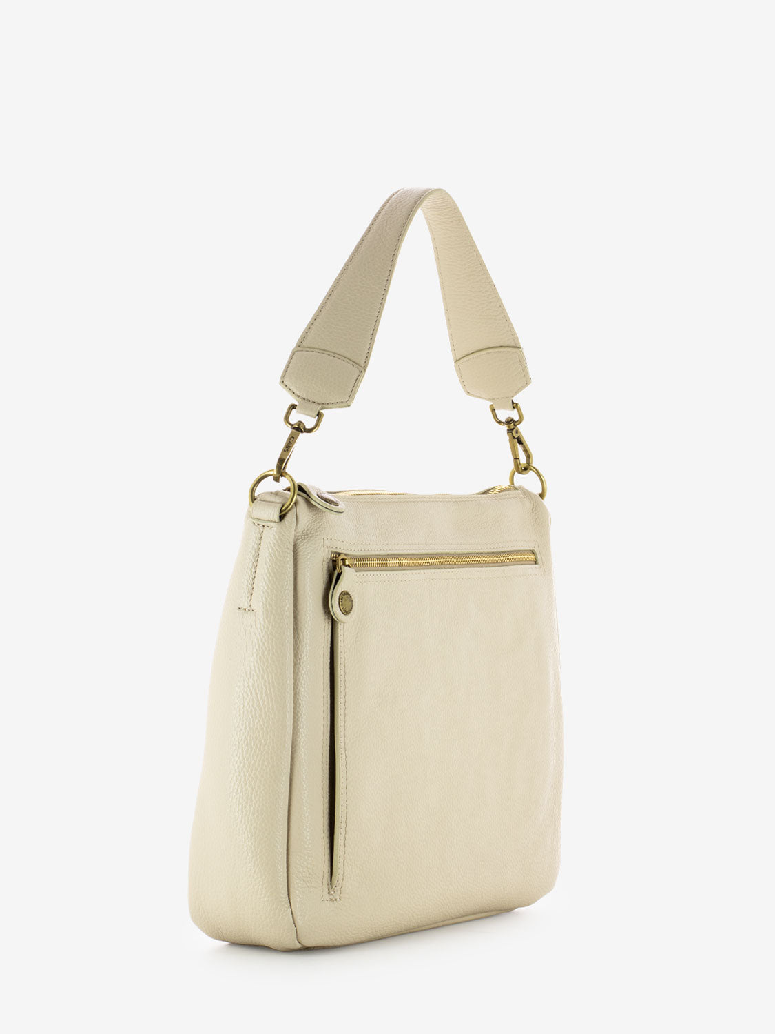 Polly L shoulder bag in gold / ecru leather