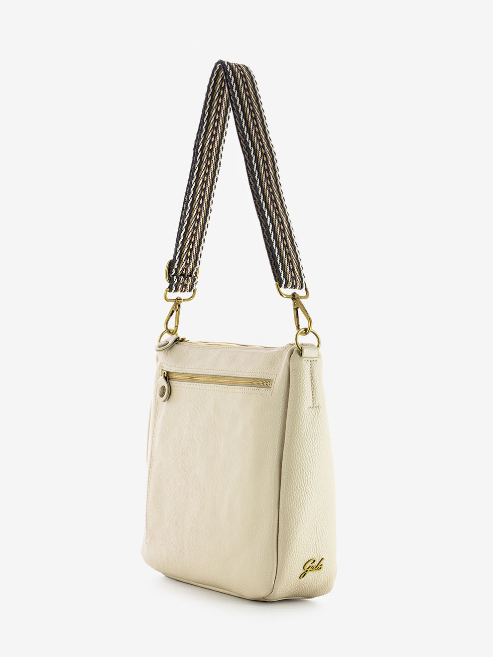 Polly L shoulder bag in gold / ecru leather